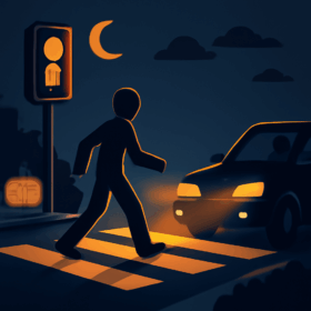 Halloween-Night Pedestrian Injuries — How Fault Is Decided in “Dart-Out,” Mid-Block, and Unmarked-Crosswalk Cases